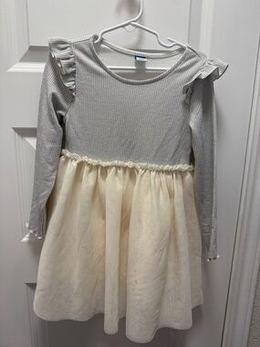 Old Navy Grey Knit Top with Cream Tulle Skirt Girls' Dress